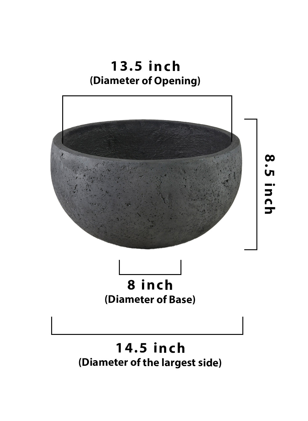 Charcoal Black Cement Bowl Planter