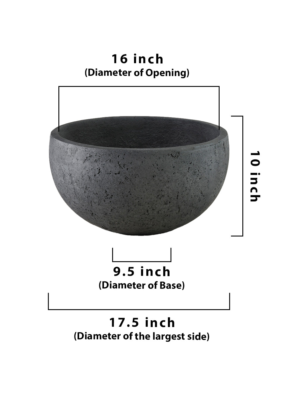 Charcoal Black Cement Bowl Planter