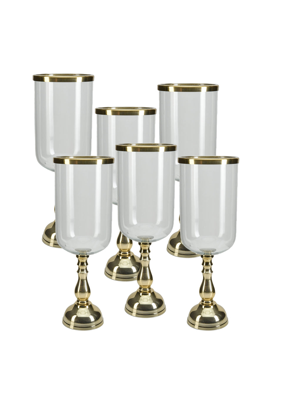 14.5" Gold-Rimmed Pedestal Hurricane