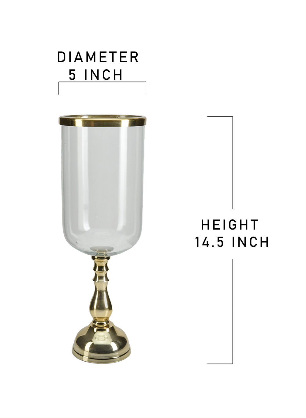 14.5" Gold-Rimmed Pedestal Hurricane