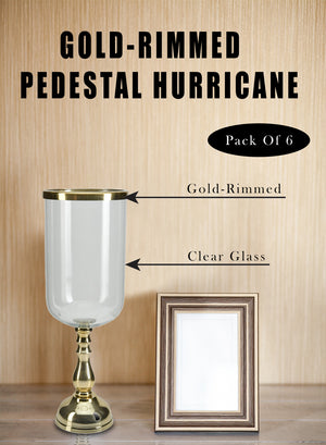 14.5" Gold-Rimmed Pedestal Hurricane