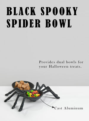 Black Spooky Spider Bowl, 10" Long, 11.5" Wide & 2.5" Tall
