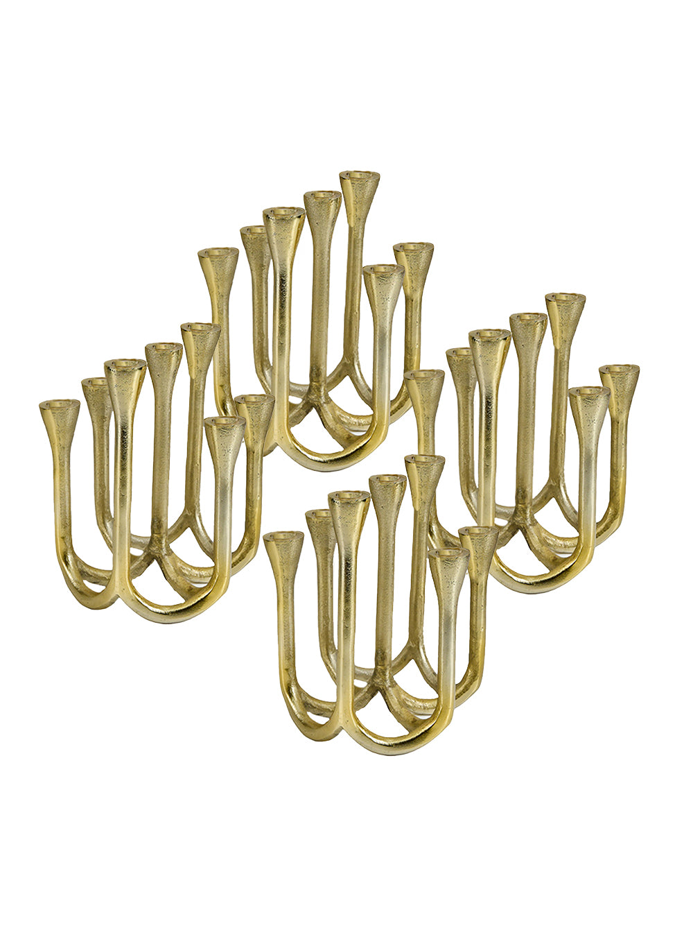 Seven-Branched Gold Menorah Candle Holder, 7.75" Long, 6.5" Wide & 8.25" Tall