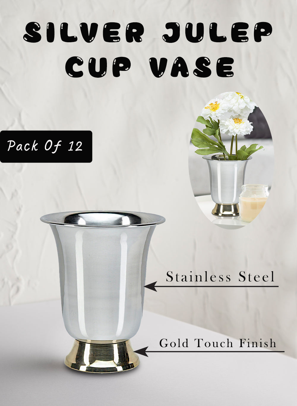 Silver-Gold Julep Cup Vase, in 2 Sizes