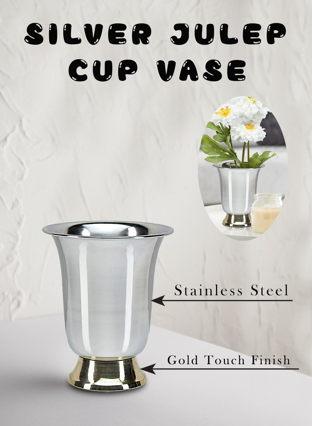 Silver-Gold Julep Cup Vase, in 2 Sizes