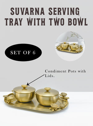 Suvarna Orchid Serving Tray with Two Bowls, in 2 Designs