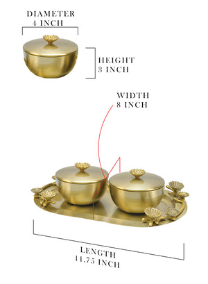 Suvarna Orchid Serving Tray with Two Bowls, in 2 Designs