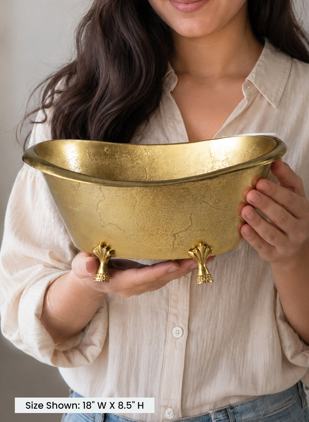 Maison Gold Clawfoot Mini Bathtub, 18" Long, 12" Wide & 8.5" Tall