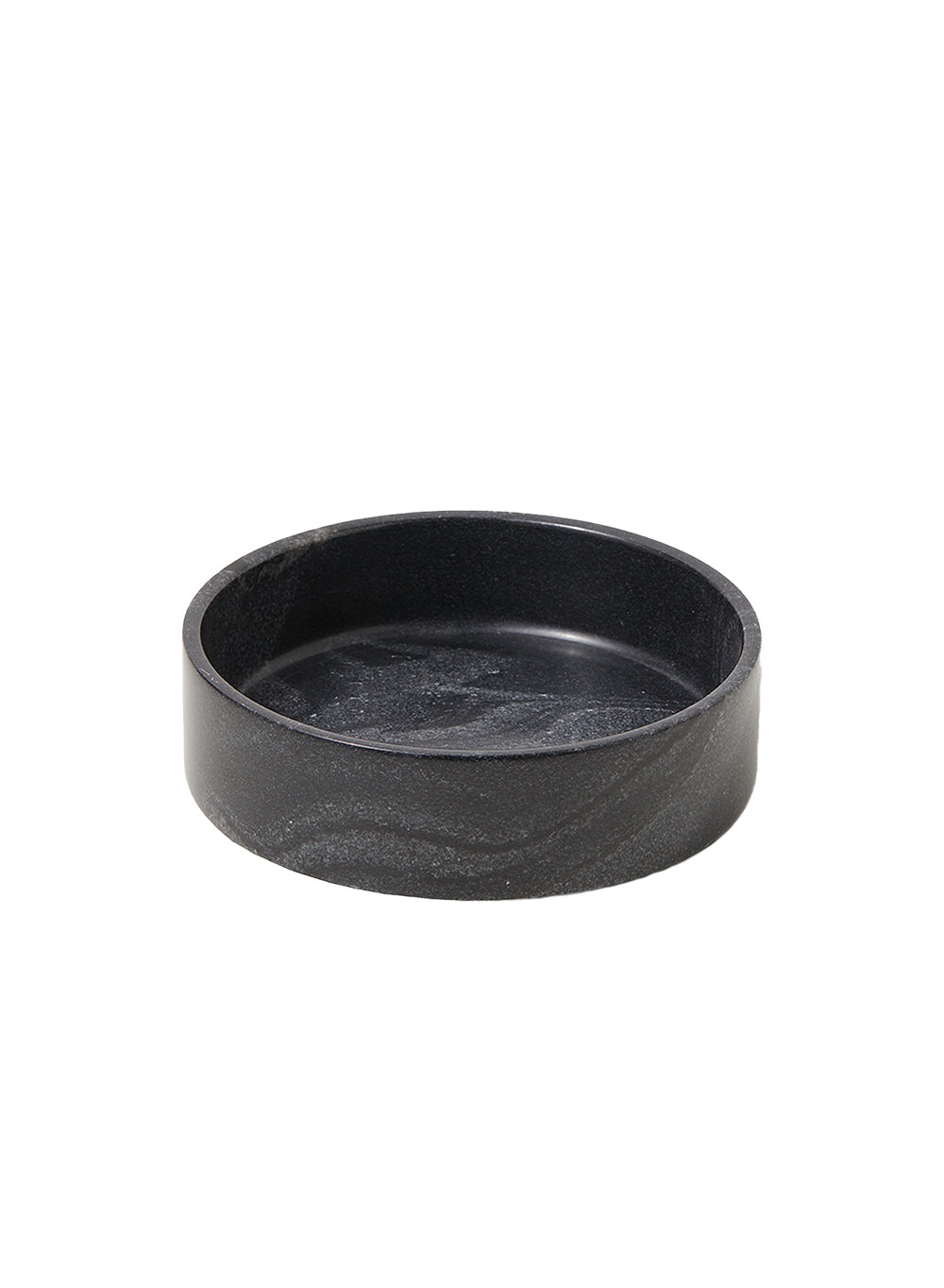 Modern Black Flat Marble Bowl, 7" Diameter & 2" Tall