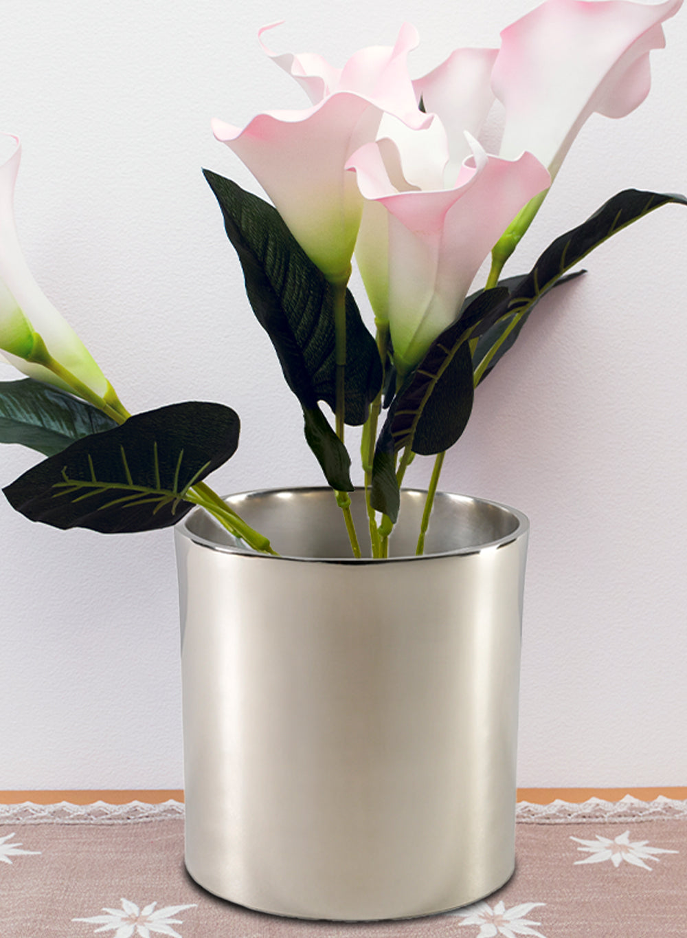 Silver Cylinder Aluminum Vase, in 2 Sizes