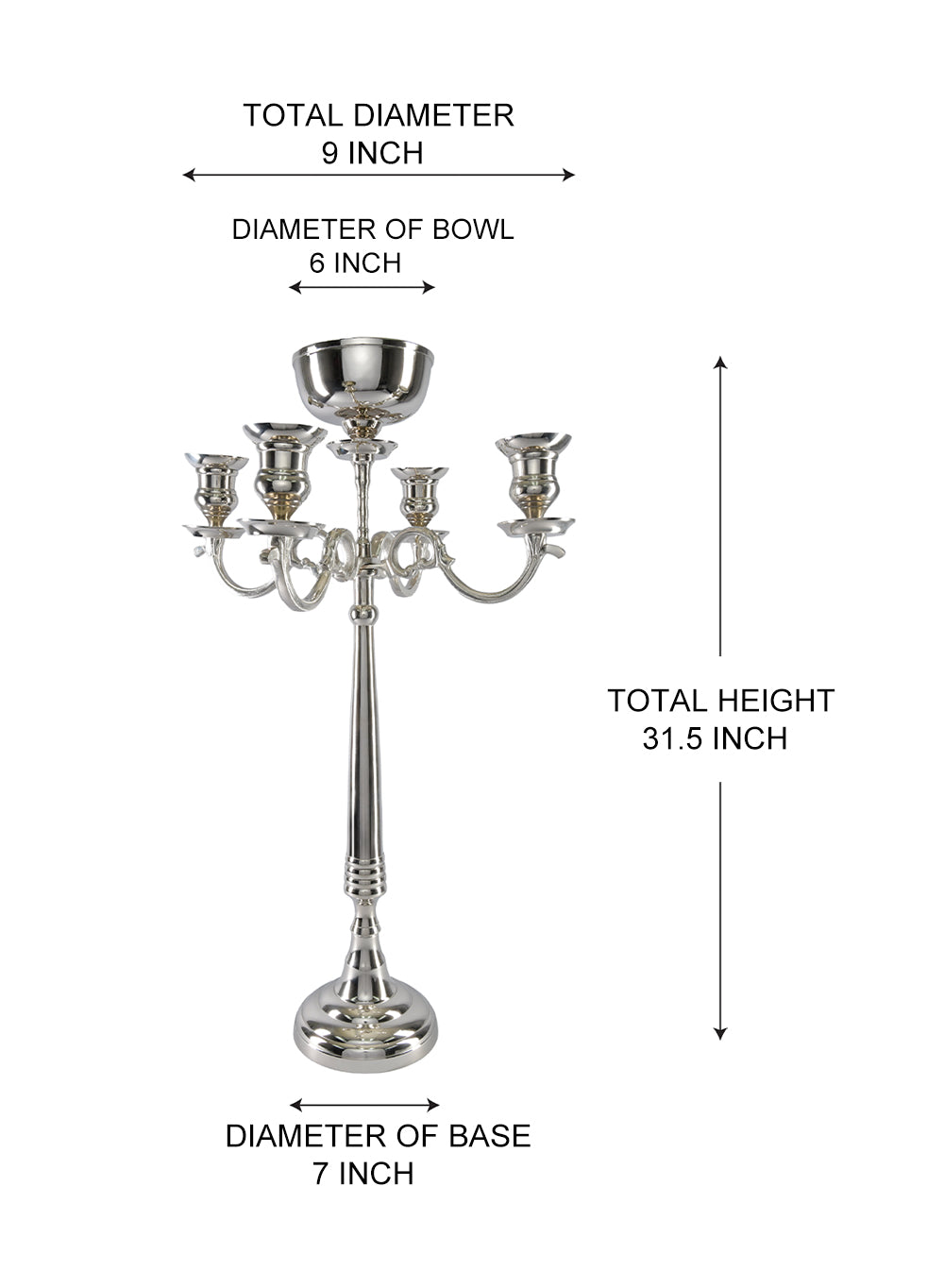 31.5" Silver Candelabra with Bowl