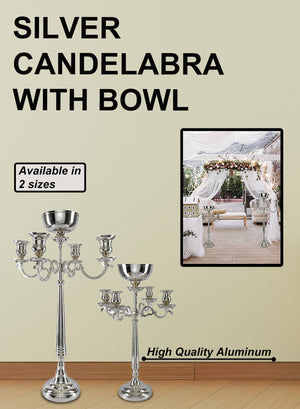 31.5" Silver Candelabra with Bowl