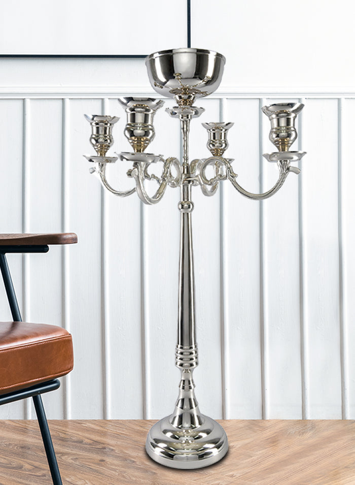 31.5" Silver Candelabra with Bowl