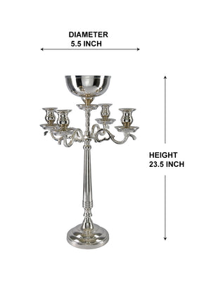 31.5" Silver Candelabra with Bowl