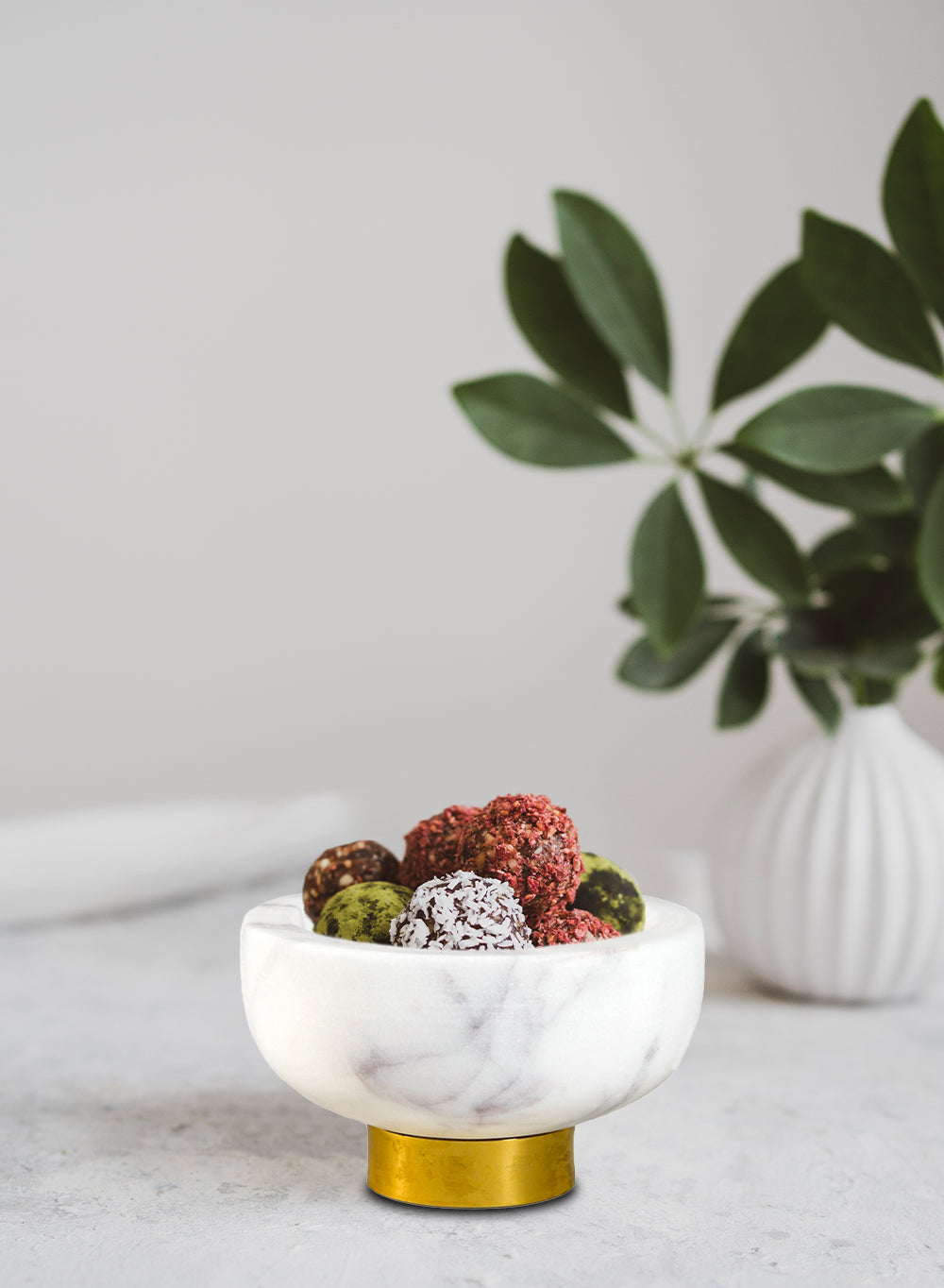 White Marble Collection, Bowl, Vase, Tray and Candle Holder