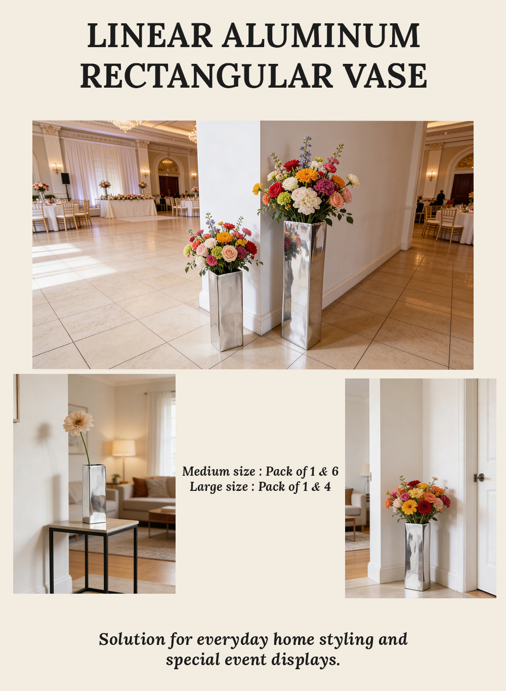 Linear Aluminum Rectangular Vase Collection