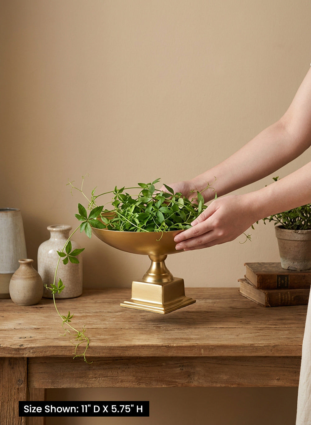 Gold Pedestal Urn Vase and Bowl Collection