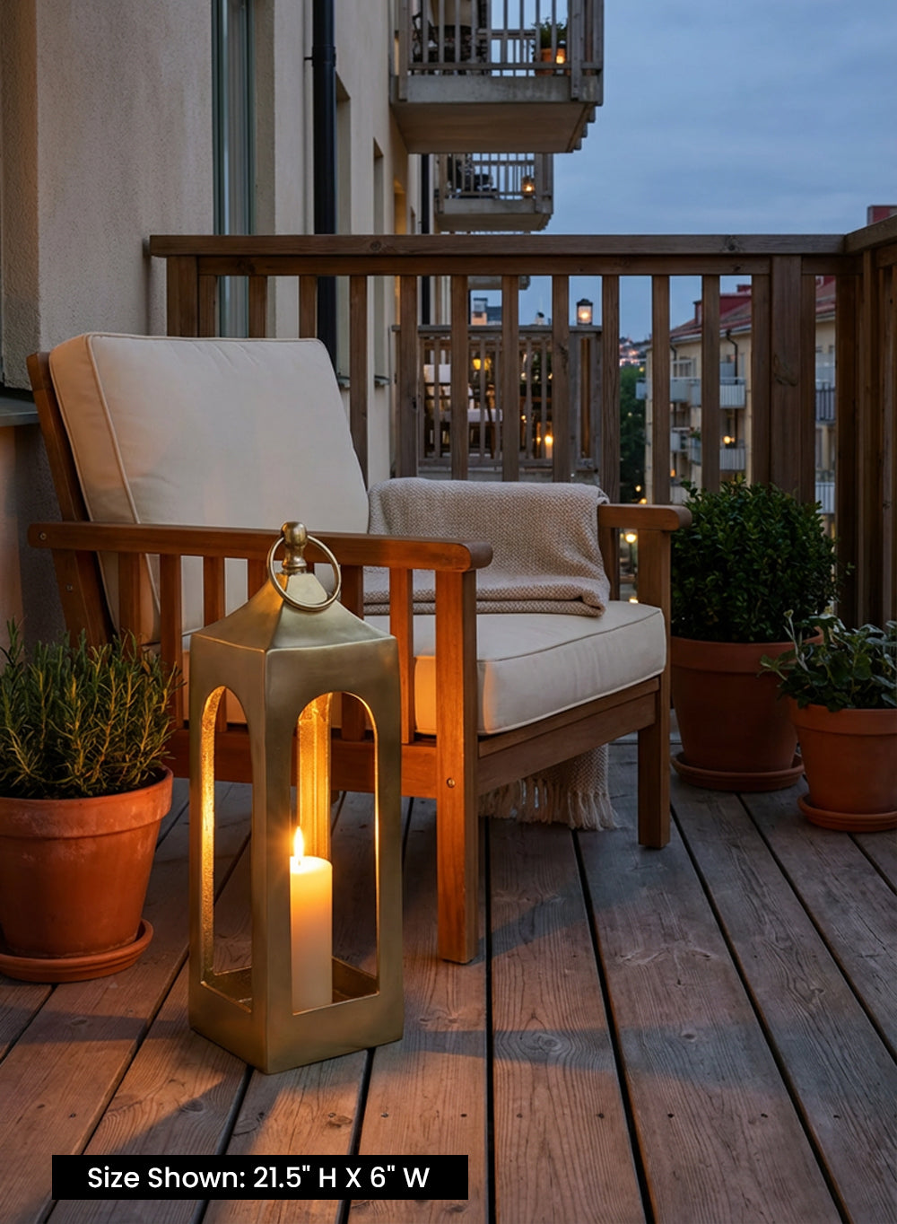 Aria Arch Metal Lantern, 6" Square & 21.5" Tall