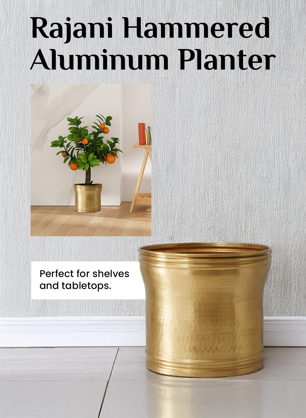 Rajani Hammered Aluminum Planter, 2 Size Option