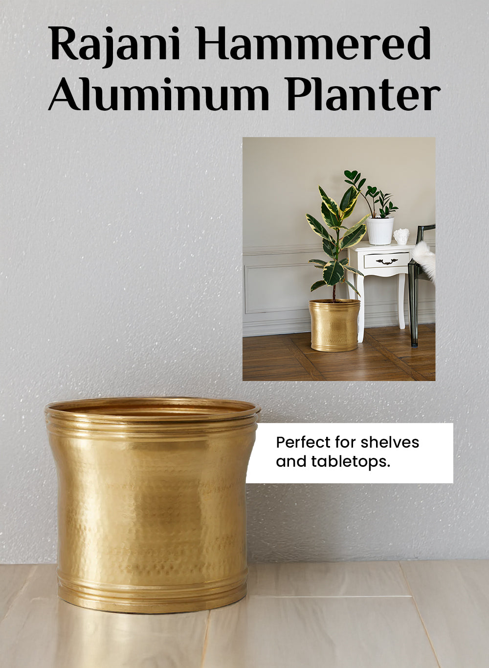 Rajani Hammered Aluminum Planter, 2 Size Option