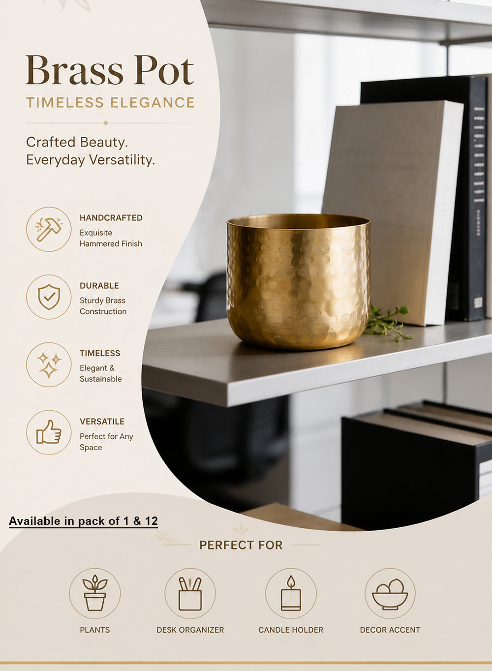 Antique Gold Hammered Pots Collection