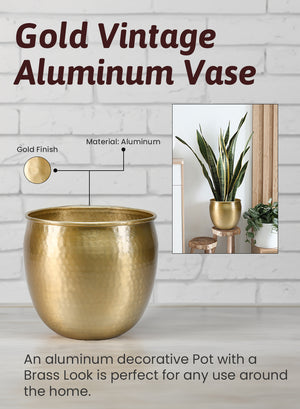 Gold Vintage Aluminum Vase - Perfect Decorative Accent for Plants, Available in 3 Sizes and KIT