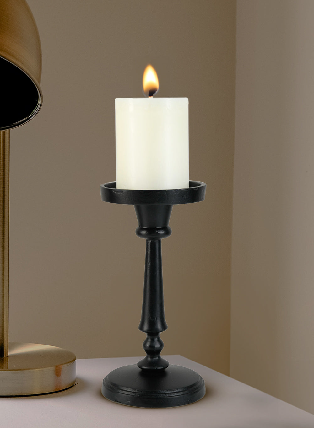 Twilight Black Pillar Candle Holder, in 2 sizes