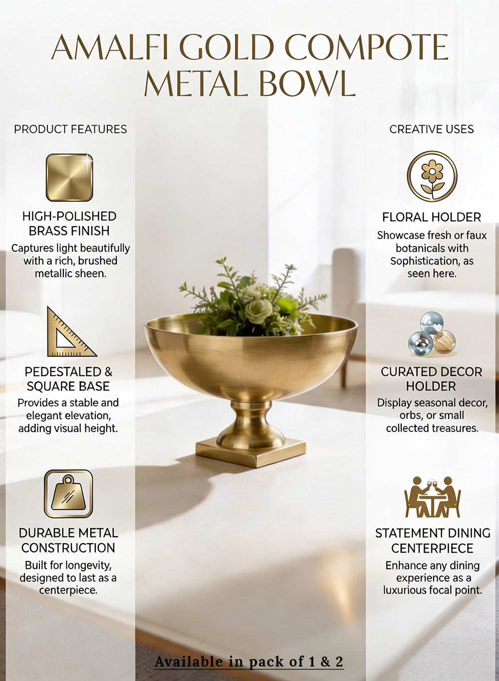 Antique Brass Pedestal Bowl Collection