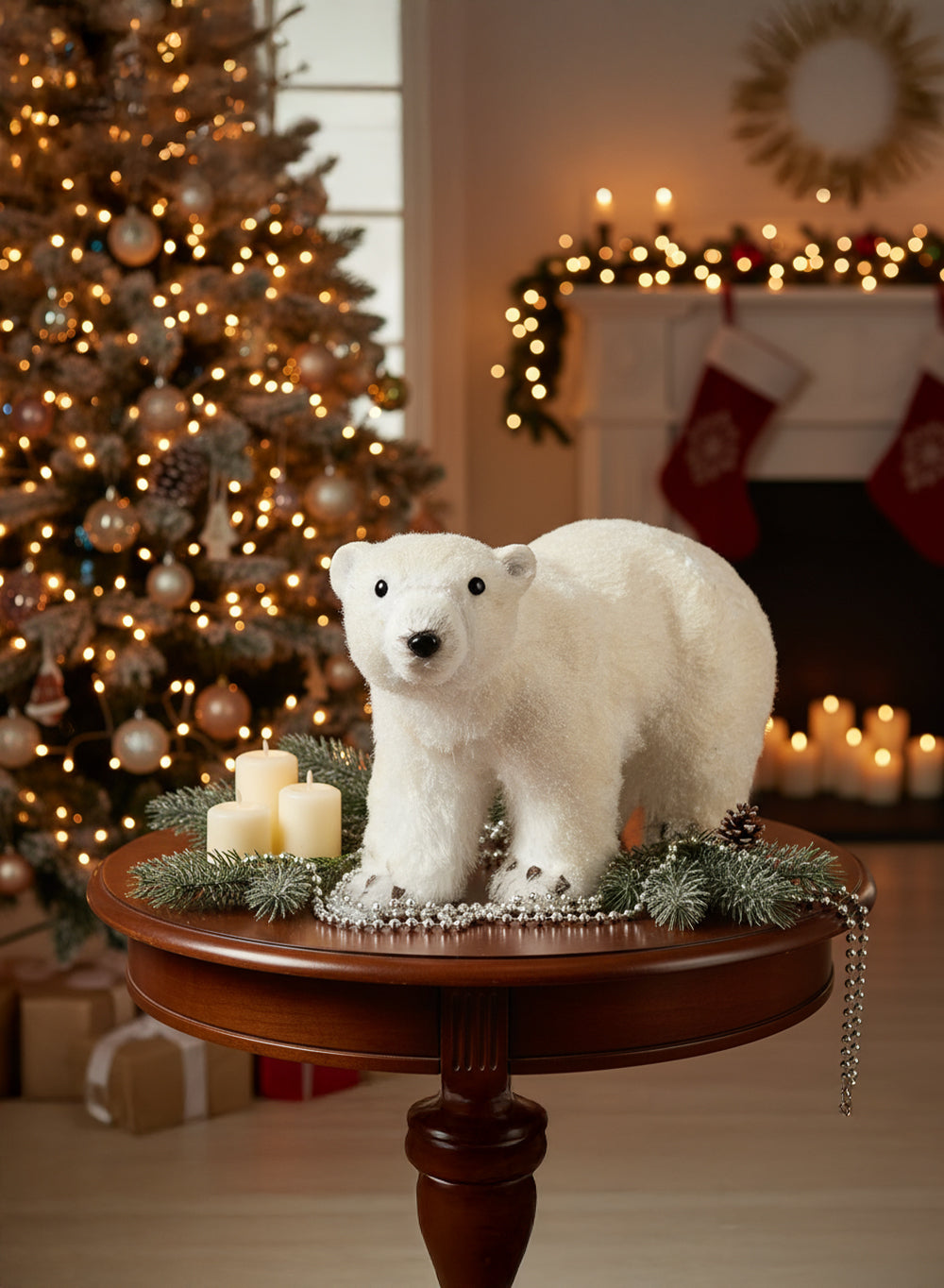 Walking Polar Bear Figurine, 8" Tall, 5" Wide & 13" Long