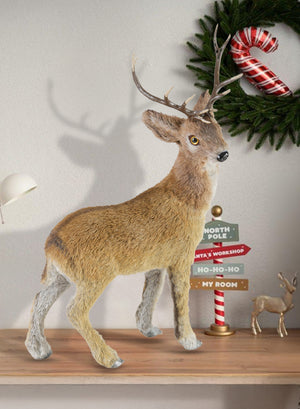 Lifelike Standing Deer Figurine