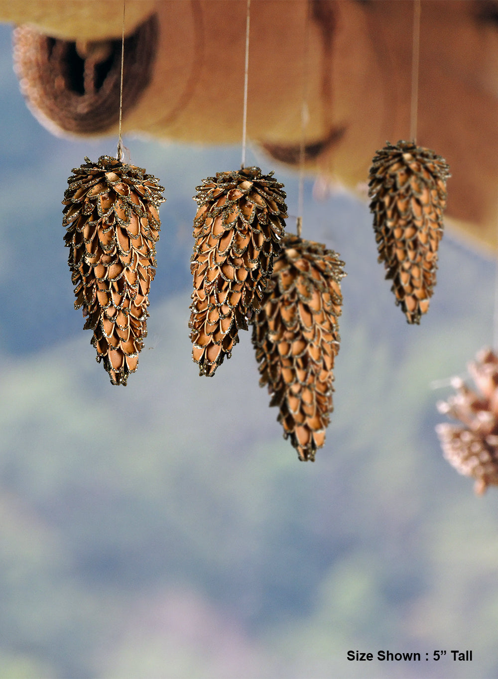 Natural Pine Cone Christmas Ornaments, 2.5" Diameter & 5.5" Tall, Pack of 12