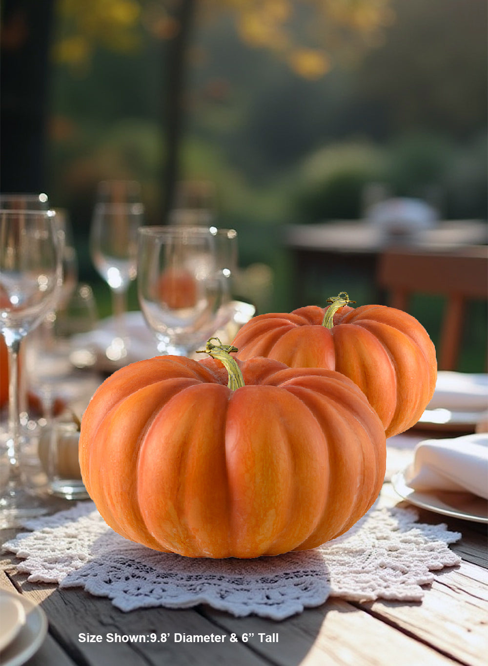 Vintage Burnt Yellow Heirloom Pumpkin, 9.8" Diameter & 6" Tall
