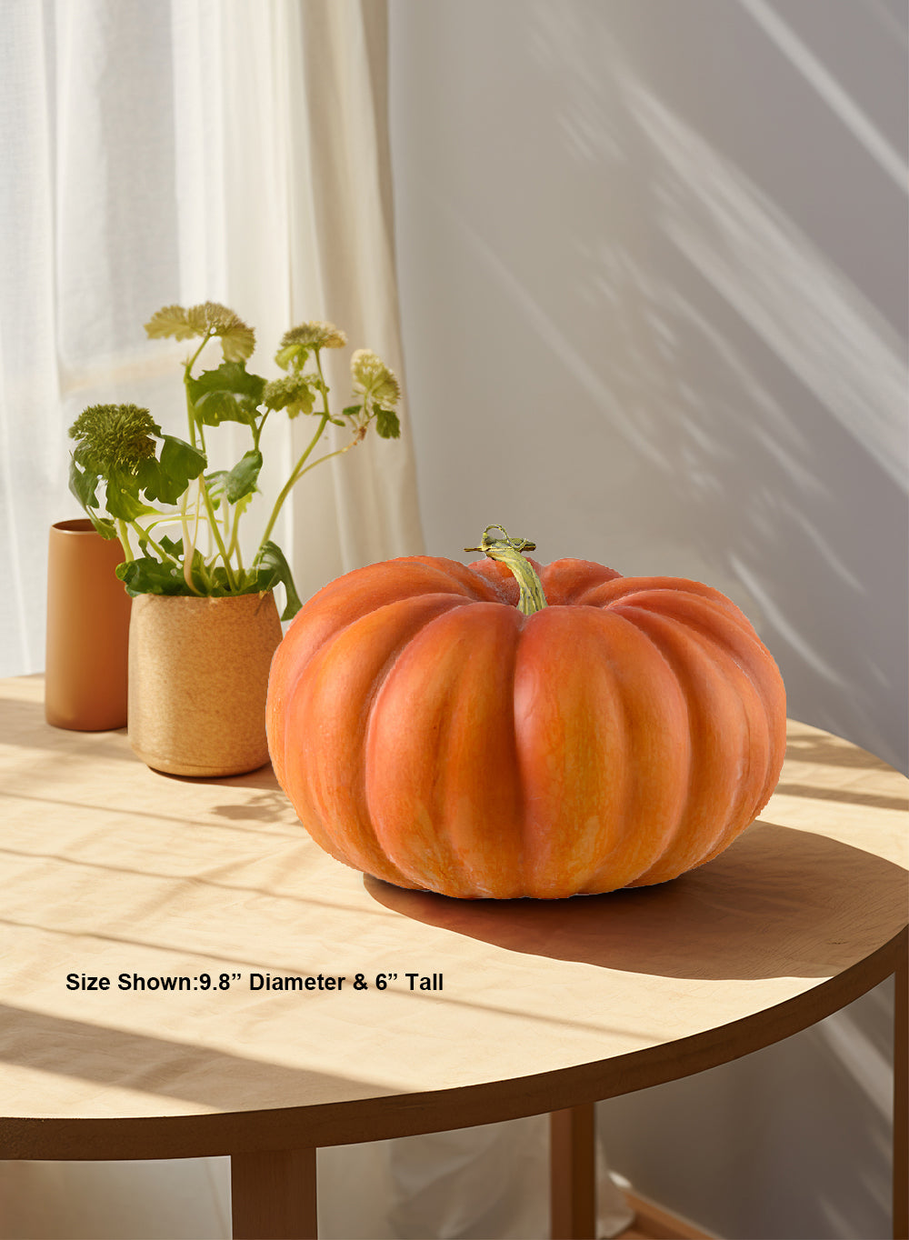 Vintage Burnt Yellow Heirloom Pumpkin, 9.8" Diameter & 6" Tall