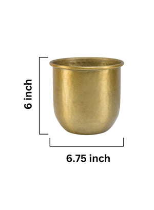 Antiqued Brass Vase-Simple Design with Curved Base Accent Piece,2 Sizes
