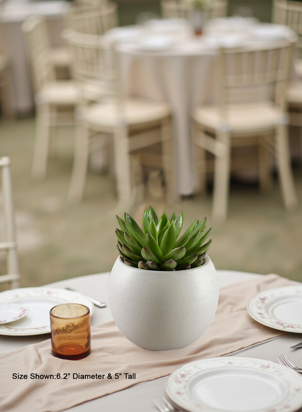 Noa White Ceramic Planter, 6.2" Diameter & 5" Tall