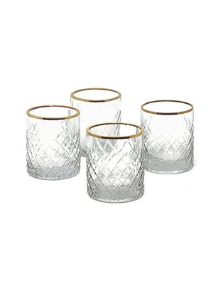 Incised Glass Votive Holder with Gold Rim, in 2 Patterns, Set of 4 and 32