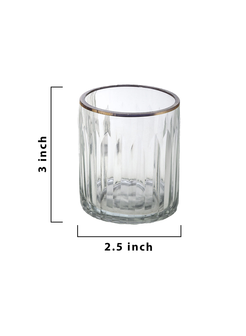 Incised Glass Votive Holder with Gold Rim, in 2 Patterns, Set of 4 and 32