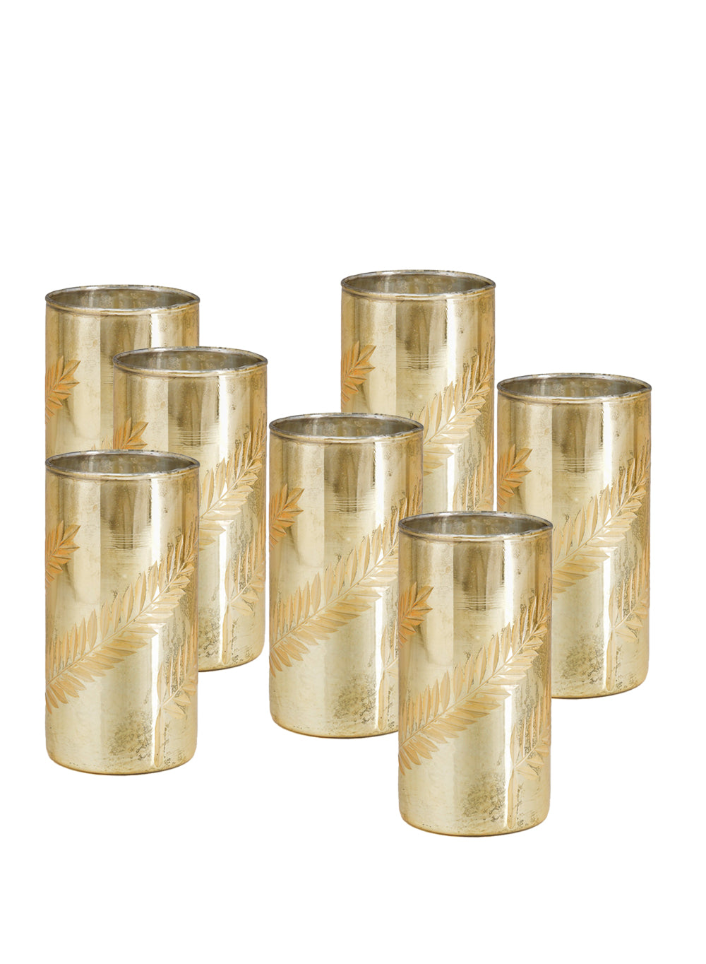 Etched Gold Cylinder Vase, Set of 4 & 12