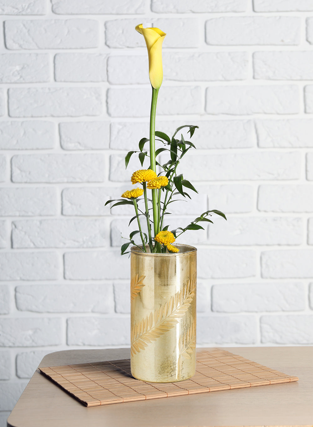 Etched Gold Cylinder Vase, Set of 4 & 12