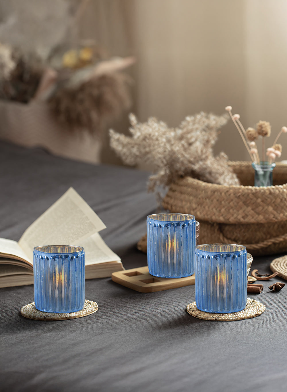 Serene Spaces Living Corrugated Glass Votive Candle Holder, 2 Size Options