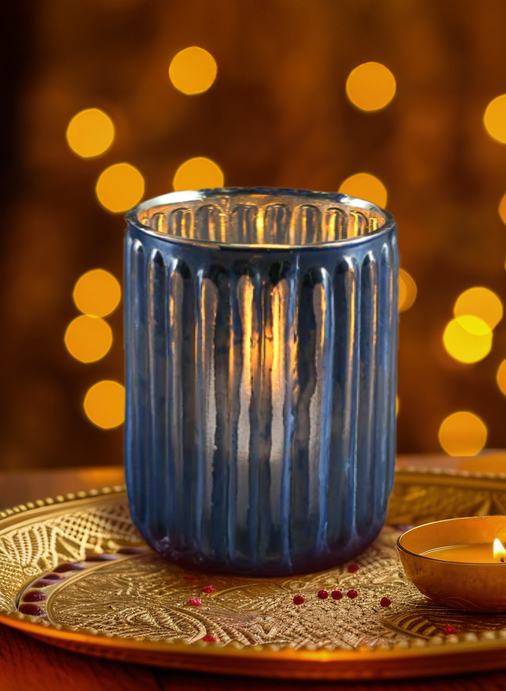 Serene Spaces Living Corrugated Glass Votive Candle Holder, 2 Size Options