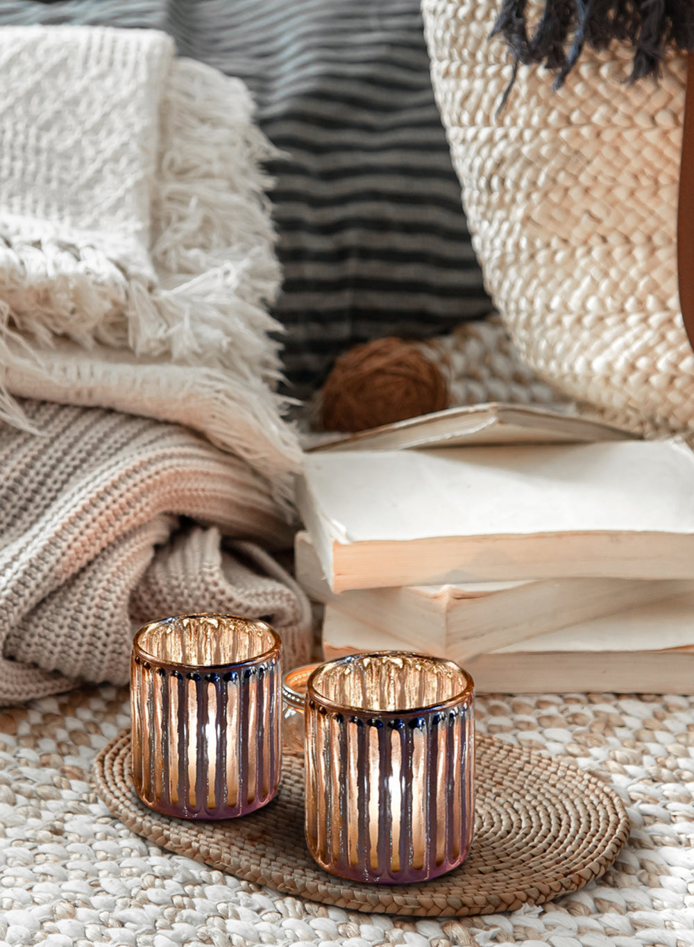 Serene Spaces Living Corrugated Glass Votive Candle Holder, 2 Size Options