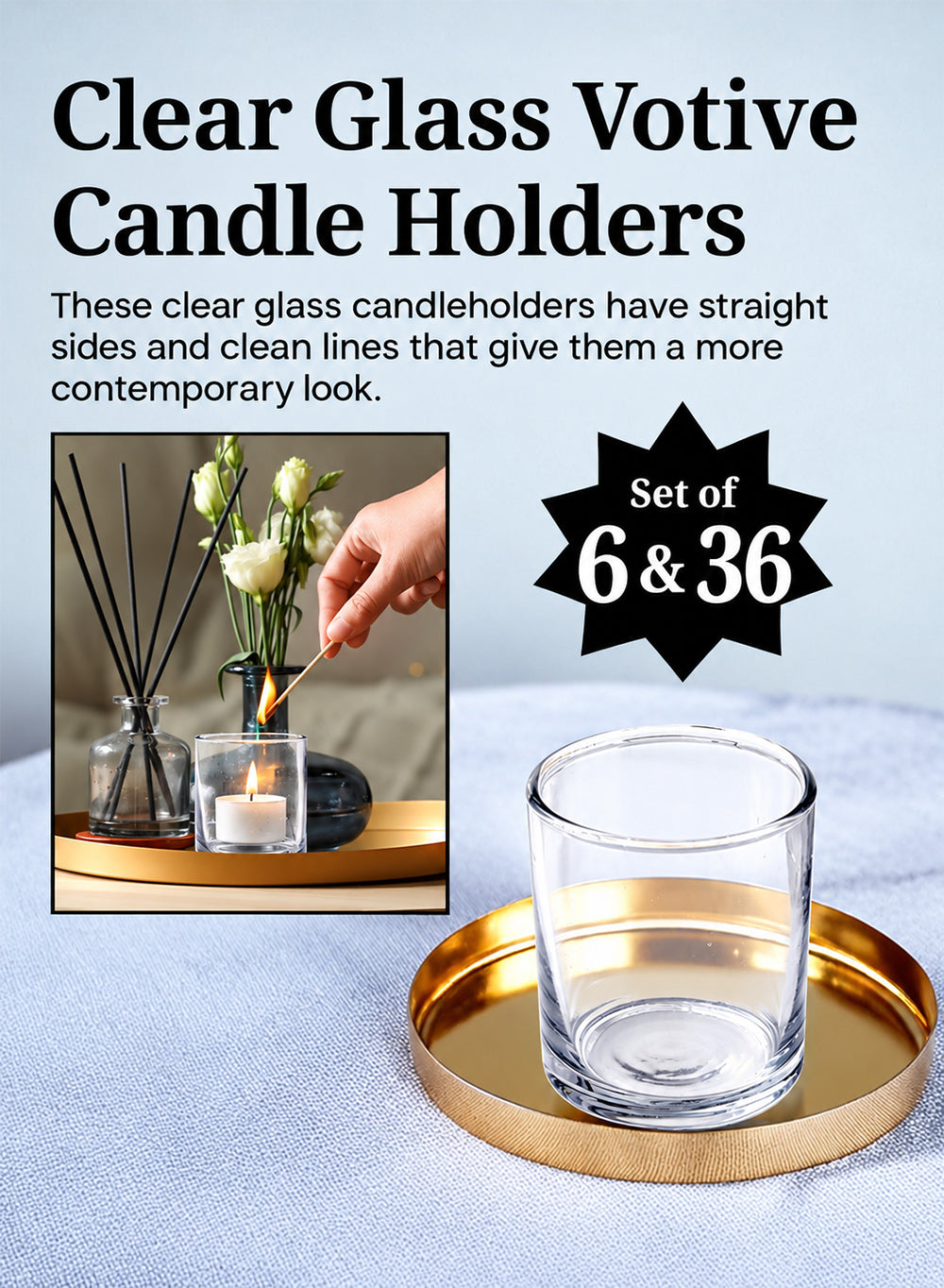Clear Glass Votive Candle Holders Collection