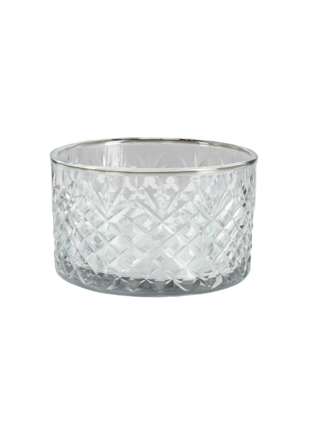 Diamond Cut Decorative Glass Bowl