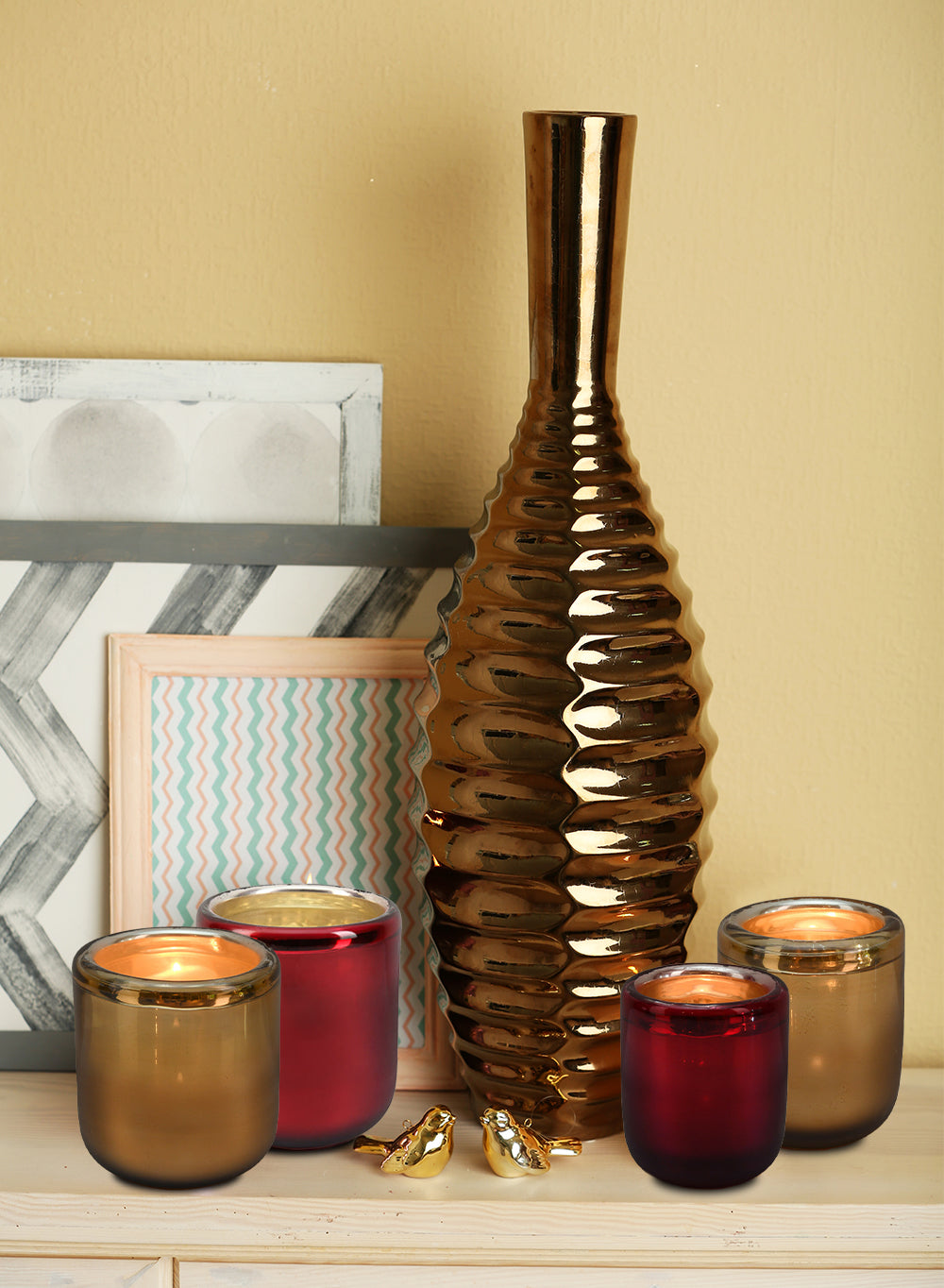 Radiant Mercury Glass Candle Holders, in 2 Sizes & Colors