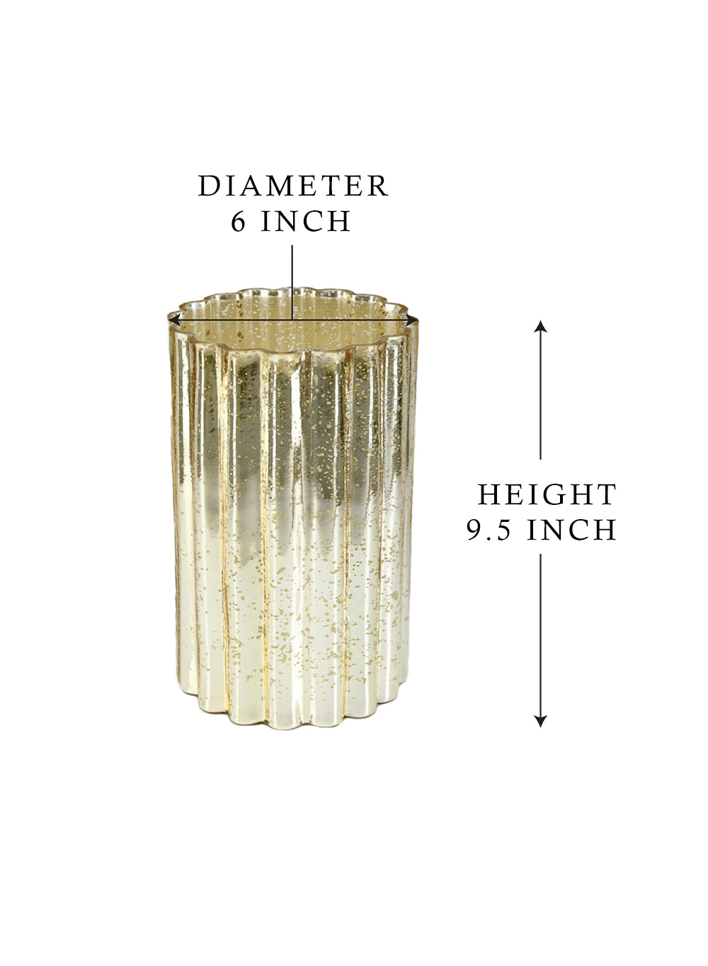 Scalloped Gold Mercury Glass Vase, in 2 Sizes