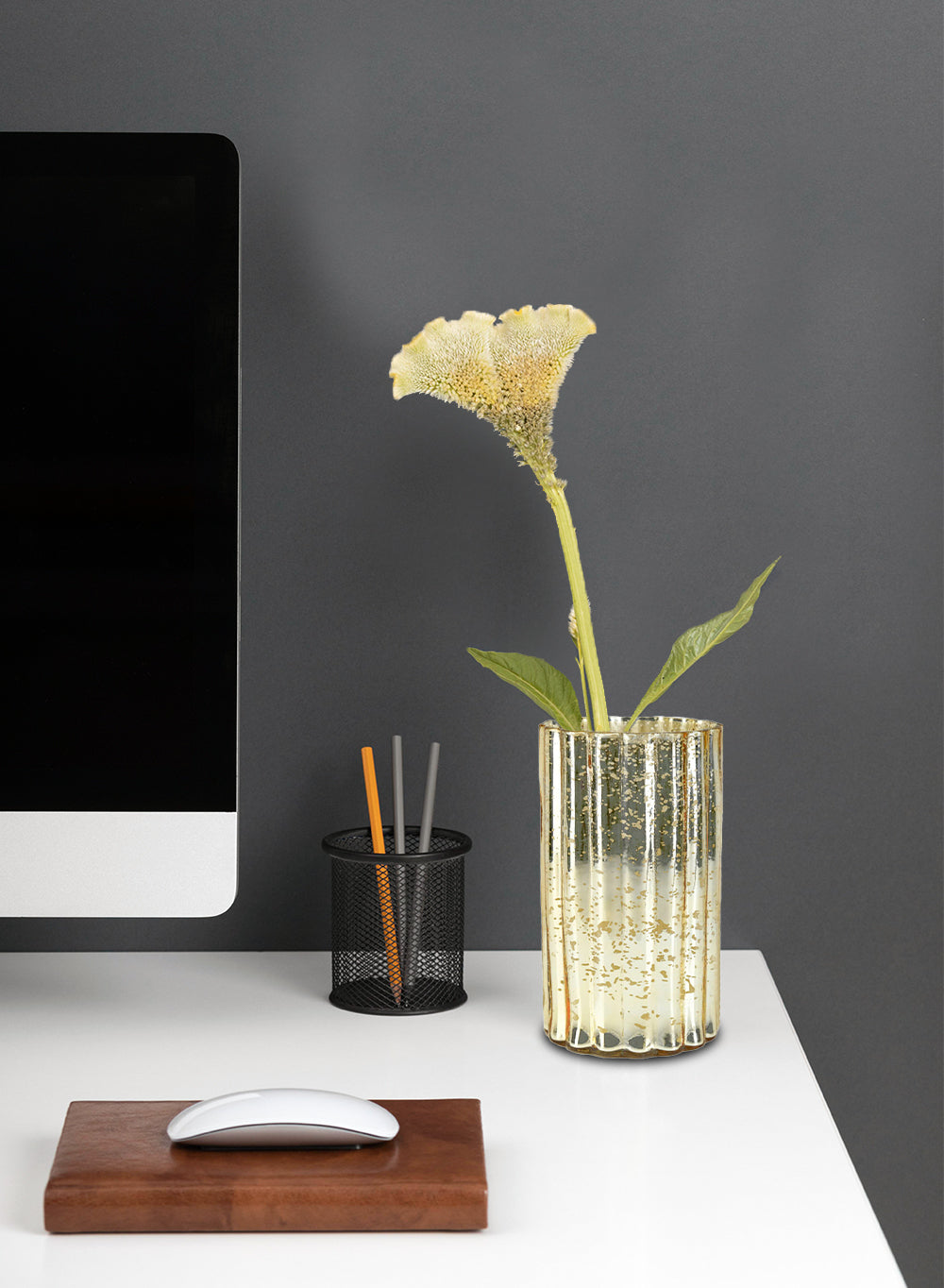 Scalloped Gold Mercury Glass Vase, in 2 Sizes