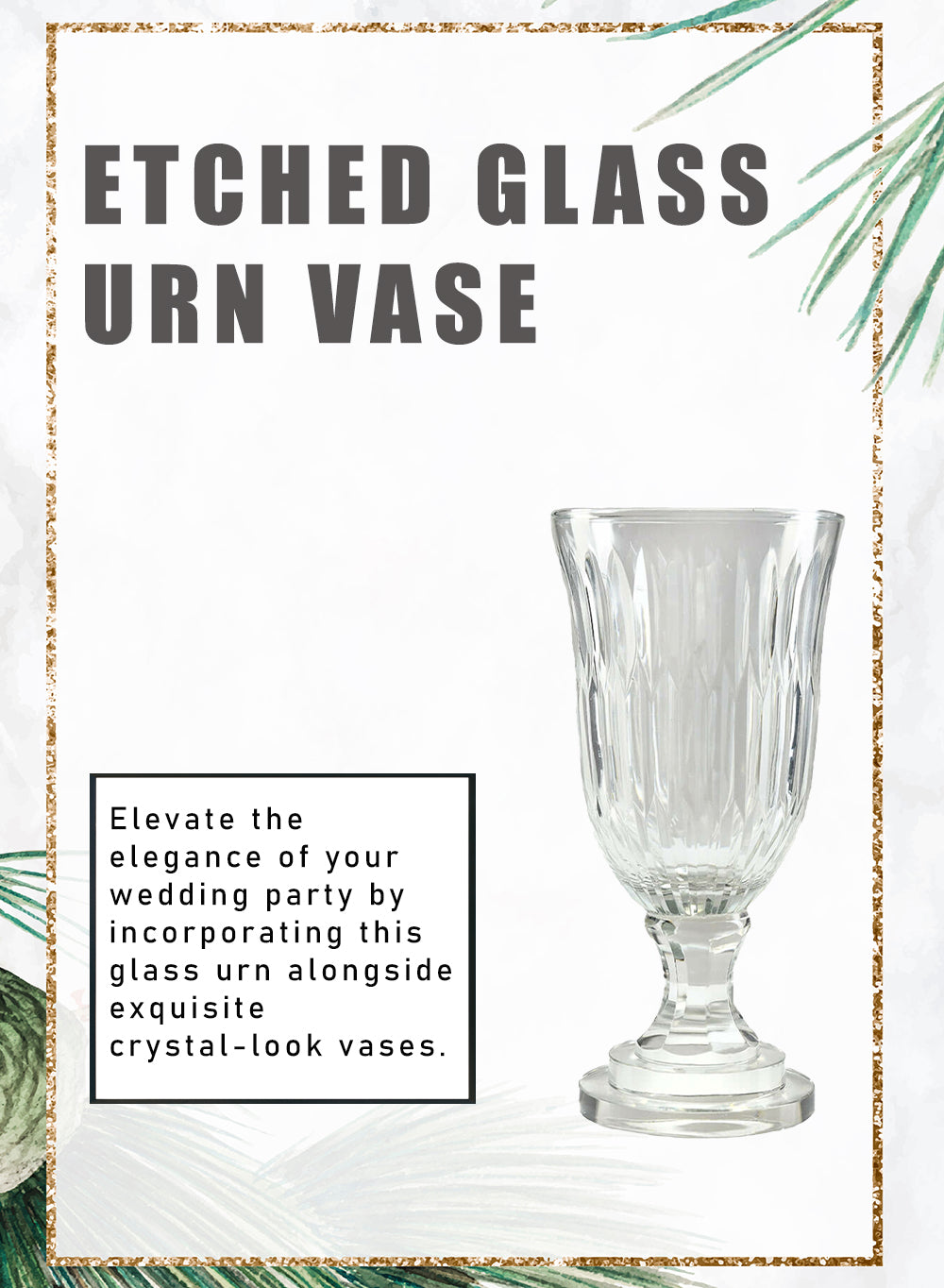 Etched Glass Vase, in 3 Designs