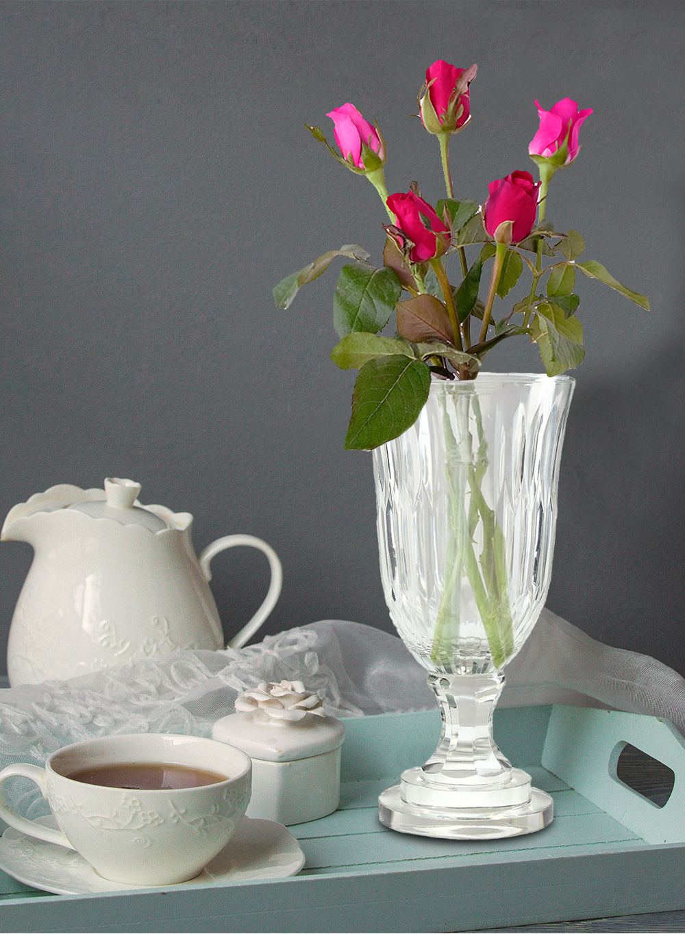 Etched Glass Vase, in 3 Designs