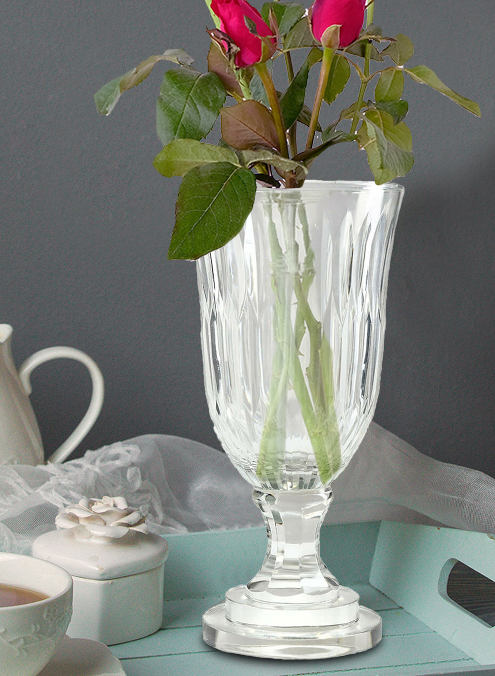 Etched Glass Vase, in 3 Designs